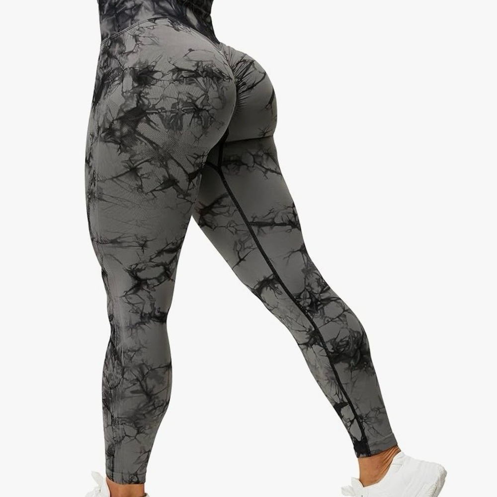 High-Waist Tie-Dye Performance Leggings - BURGUNDY